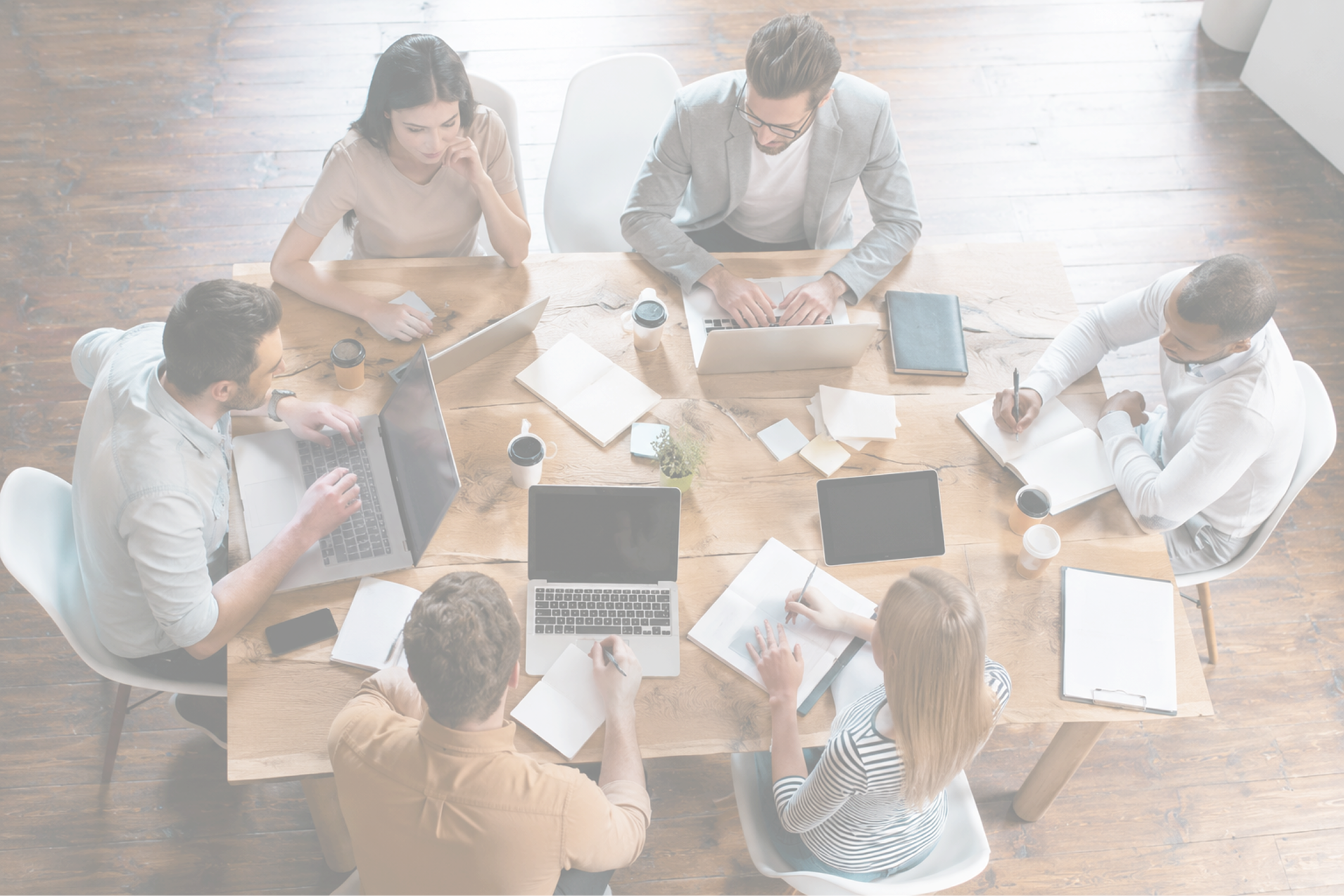 Team working together around a table